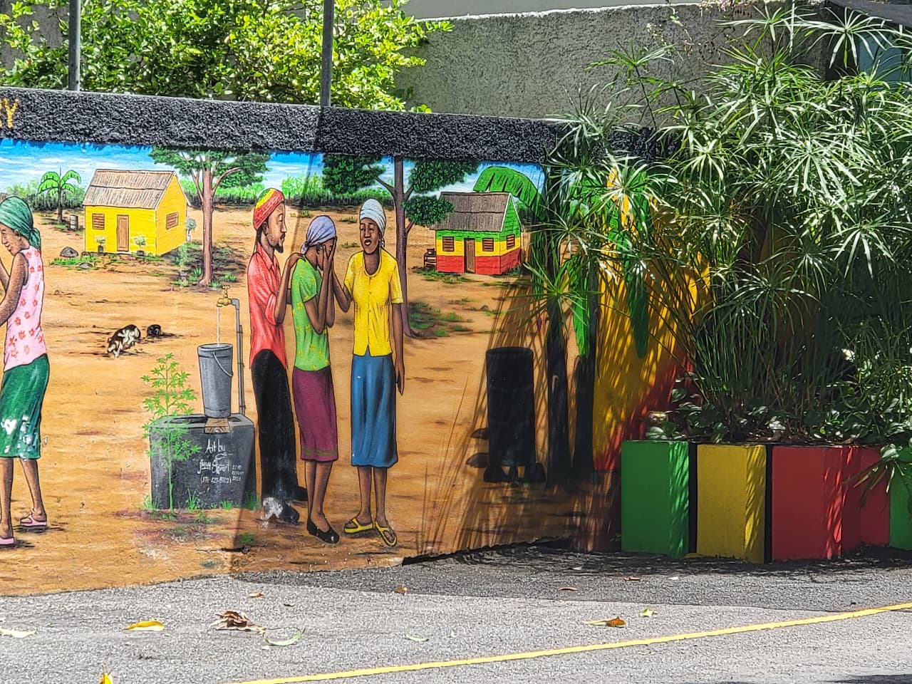 Jamaican village life mural