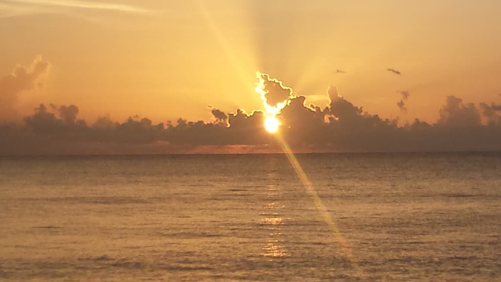 Golden sunset over the Caribbean Sea