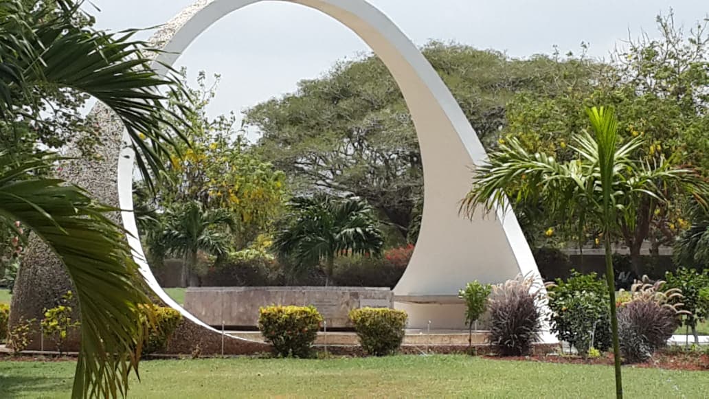 Close view of a Jamaican landmark sculpture