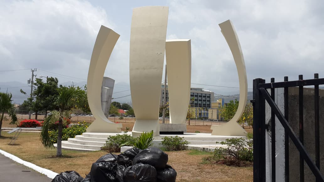 Jamaican monument in a landscaped park